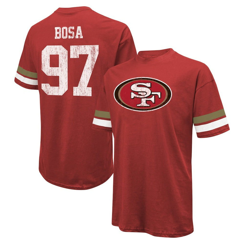 Nick Bosa San Francisco 49ers Majestic Threads Name & Number Oversized Fit T-Shirt - Scarlet - NFL