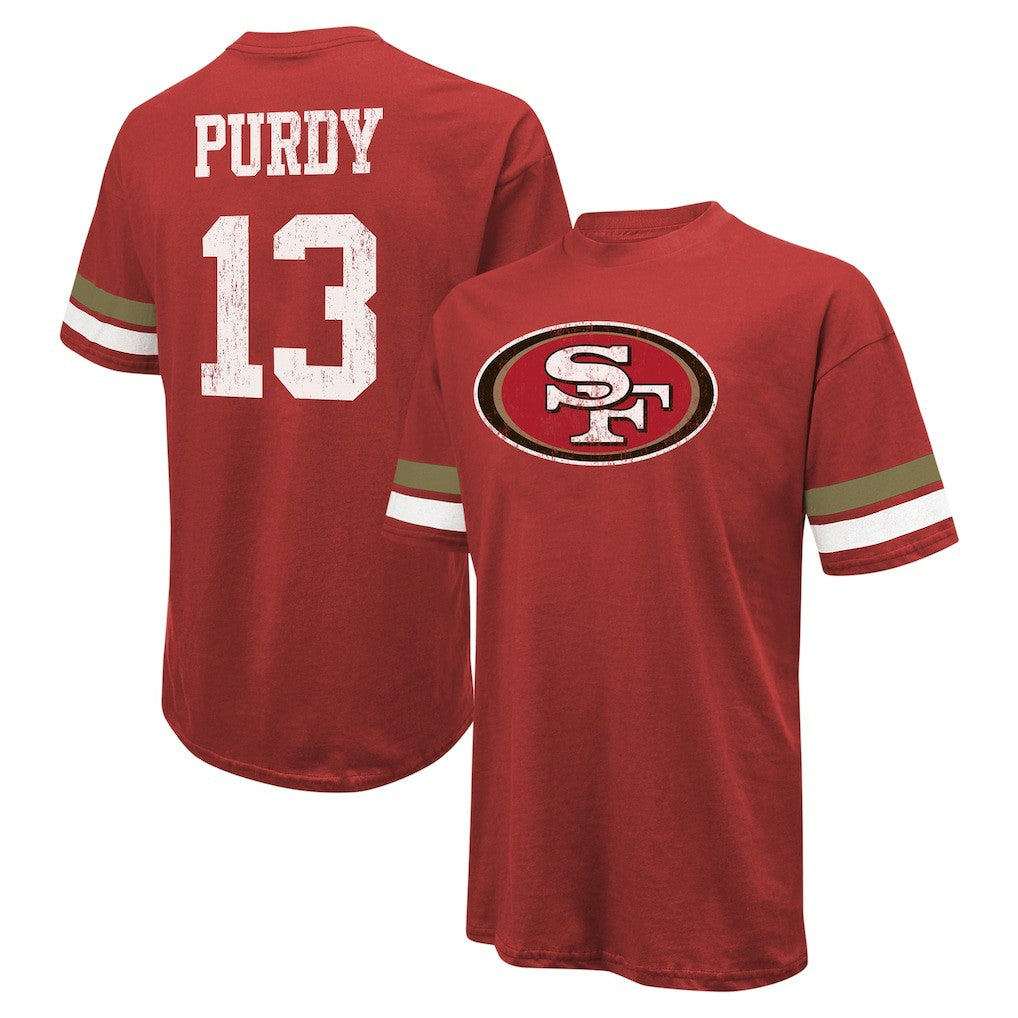 Brock Purdy San Francisco 49ers Majestic Threads Name & Number Oversize Fit T-Shirt - Scarlet - NFL