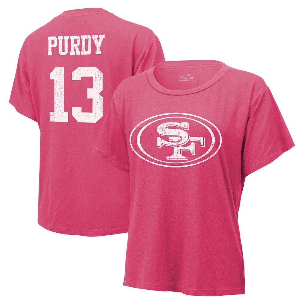 Brock Purdy San Francisco 49ers Majestic Threads Women's Name & Number T-Shirt - Pink - NFL