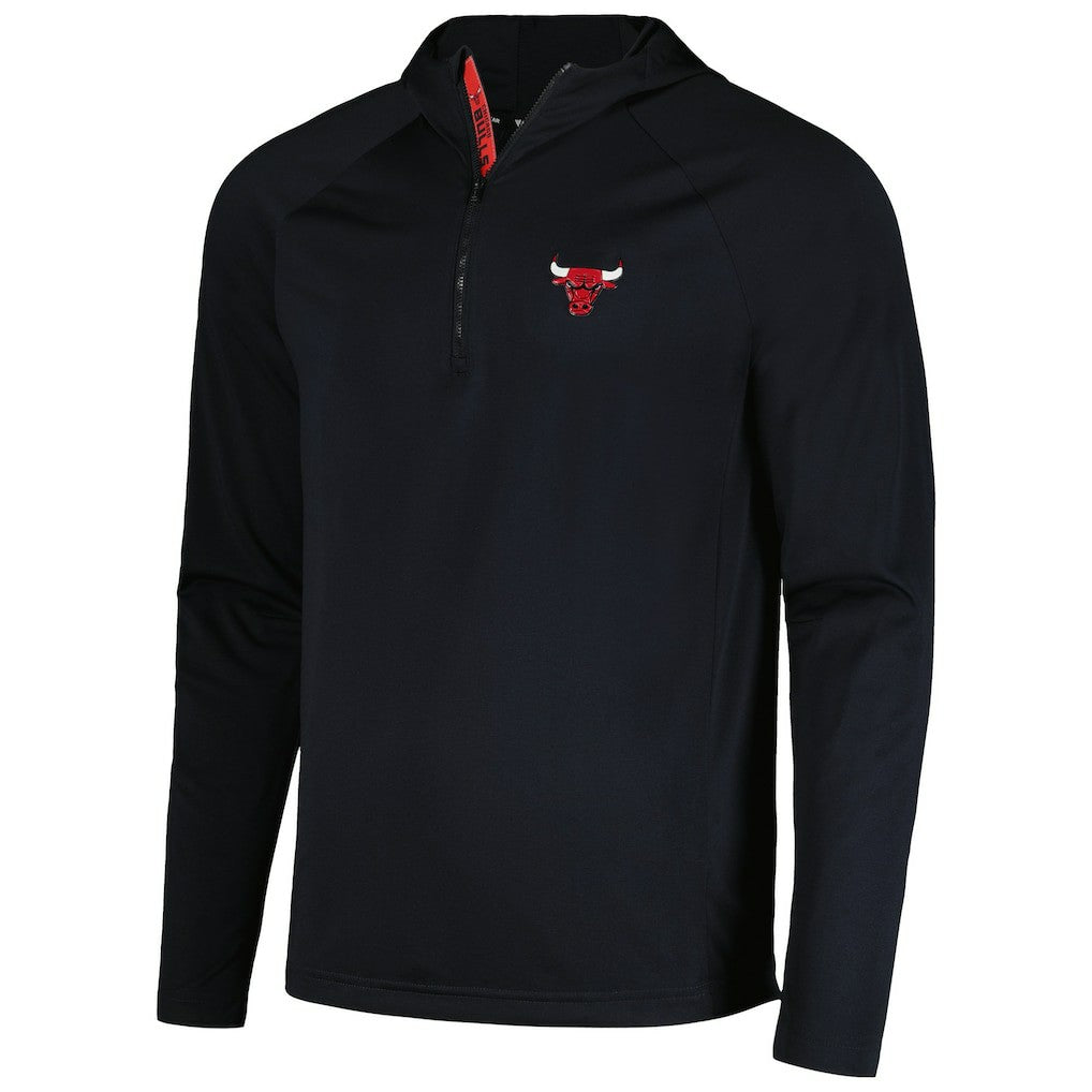 Chicago Bulls Levelwear Zander Hoodie Raglan Quarter-Zip Top Black