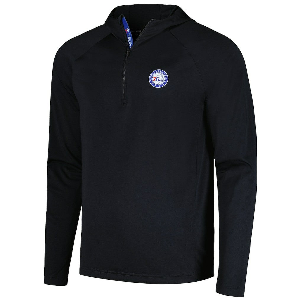 Philadelphia 76ers Levelwear Zander Hoodie Raglan Quarter-Zip Top Black