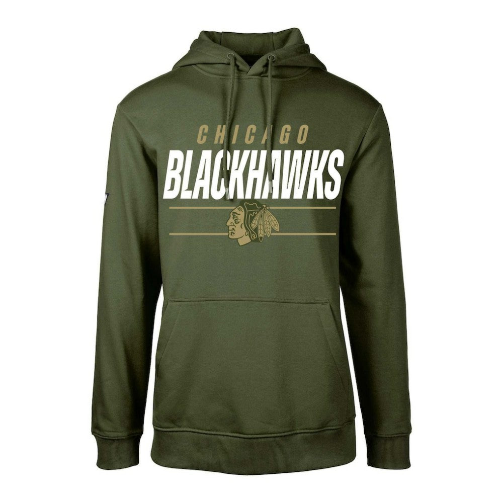 Chicago Blackhawks Levelwear Youth Podium Fleece Pullover Hoodie - Olive | NHL Clearance