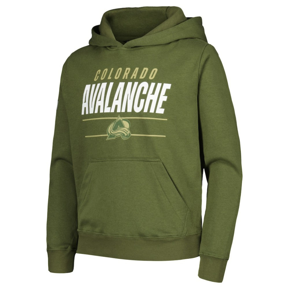 Colorado Avalanche Levelwear Youth Podium Fleece Pullover Hoodie - Olive | NHL online