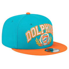 Miami Dolphins New Era Team Establish 9FIFTY Snapback Hat - Aqua/Orange - NFL