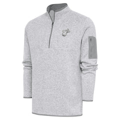 Miami Heat Antigua Metallic Logo Fortune Quarter-Zip Jacket Heather Gray