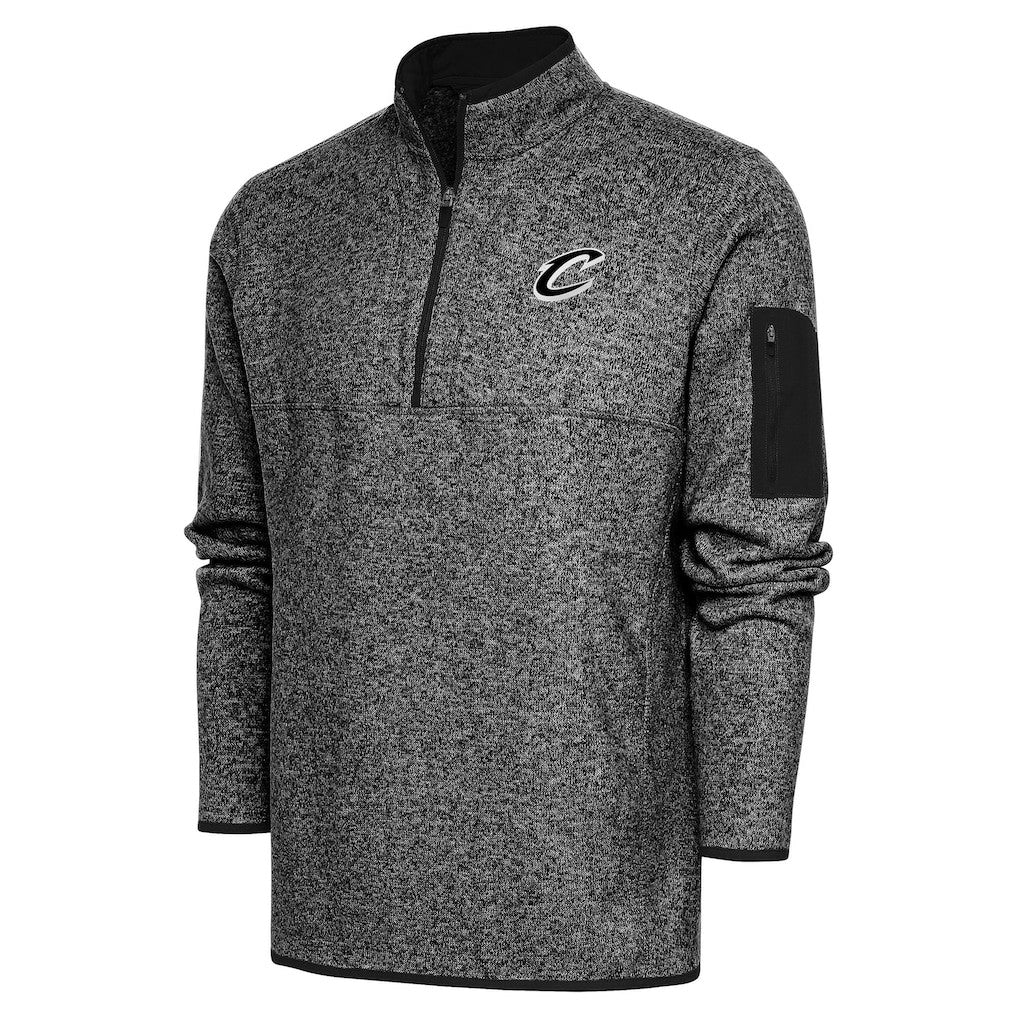 Cleveland Cavaliers Antigua Metallic Logo Fortune Quarter-Zip Jacket Heather Black