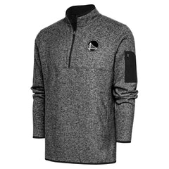 Golden State Warriors Antigua Metallic Logo Fortune Quarter-Zip Jacket Heather Black