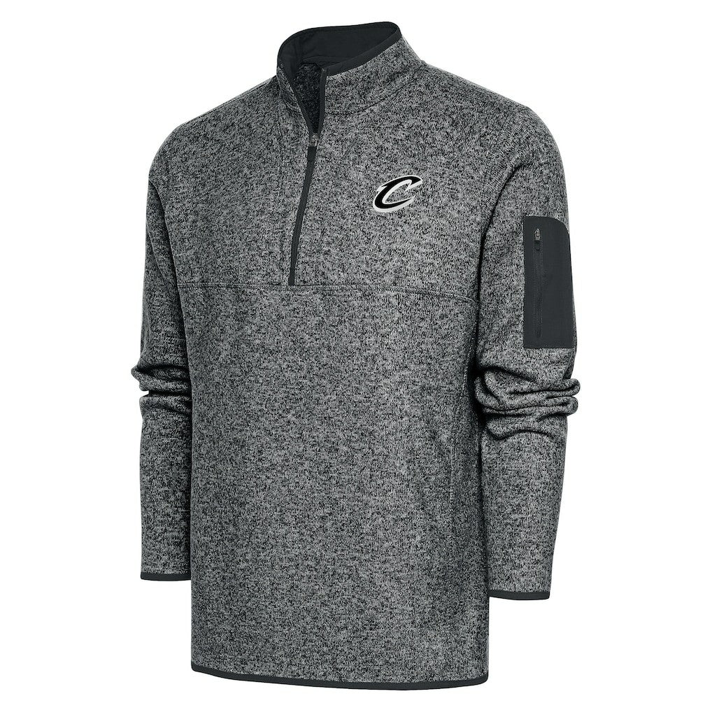Cleveland Cavaliers Antigua Metallic Logo Big & Tall Fortune Quarter-Zip Jacket Heather Gray