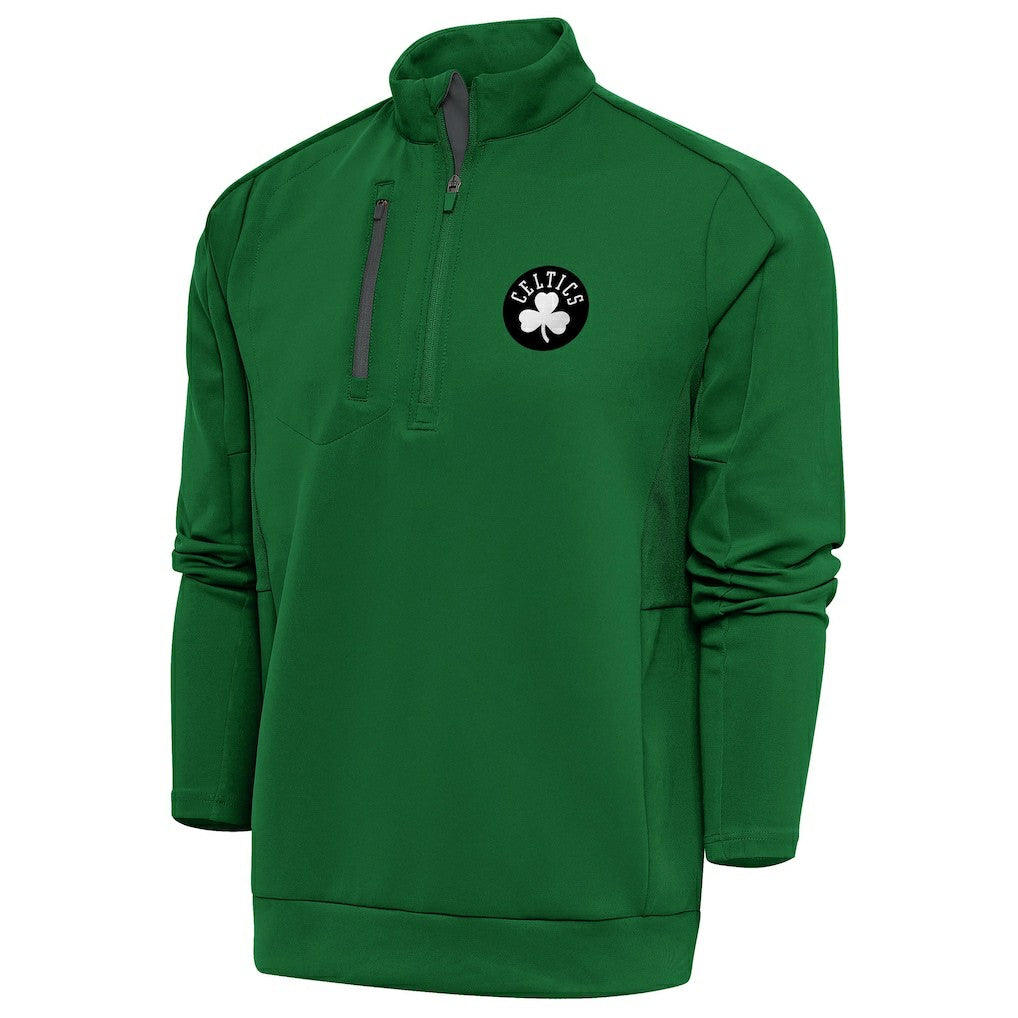 Boston Celtics Antigua Metallic Logo Generation Quarter-Zip Top Kelly Green