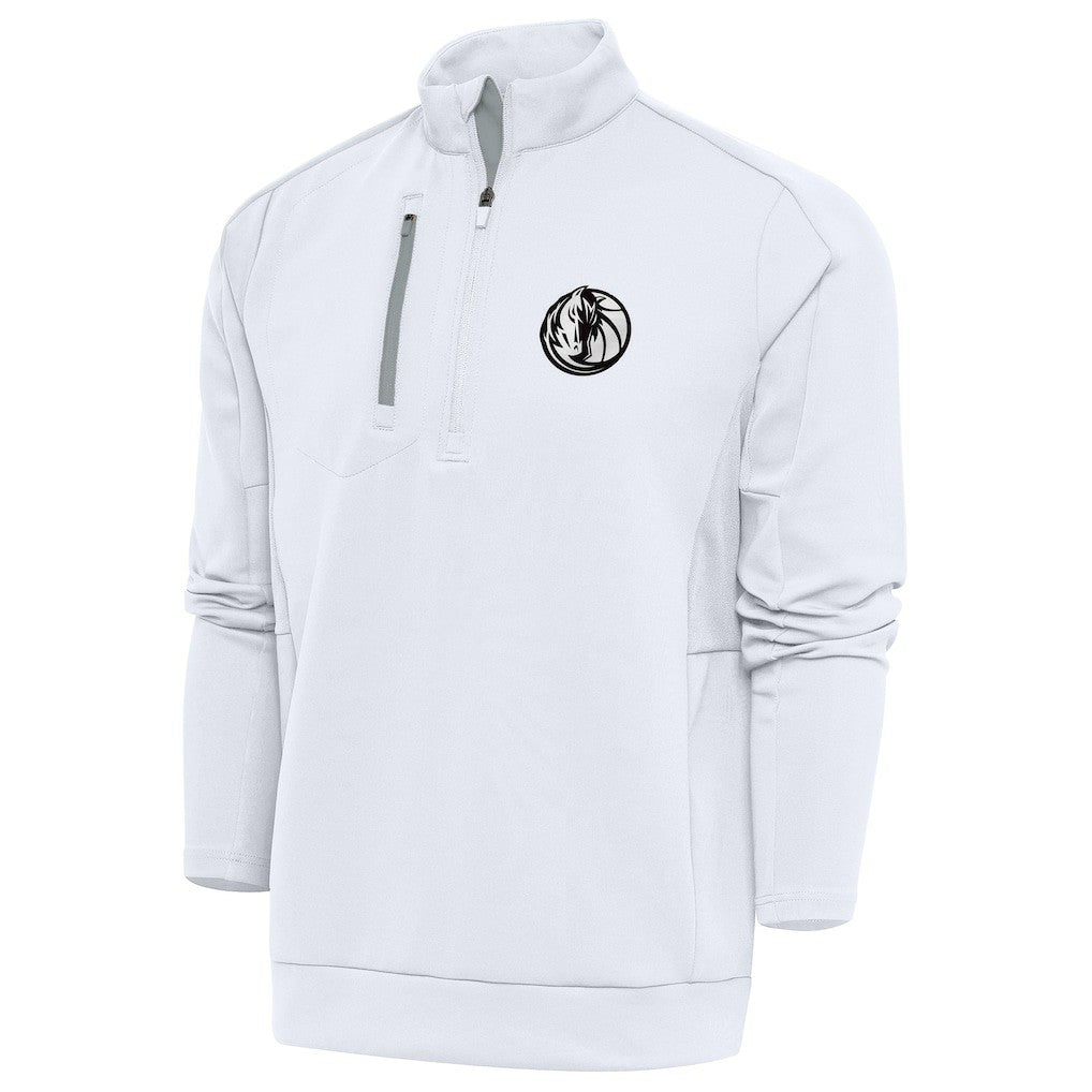 Dallas Mavericks Antigua Metallic Logo Generation Quarter-Zip Top White