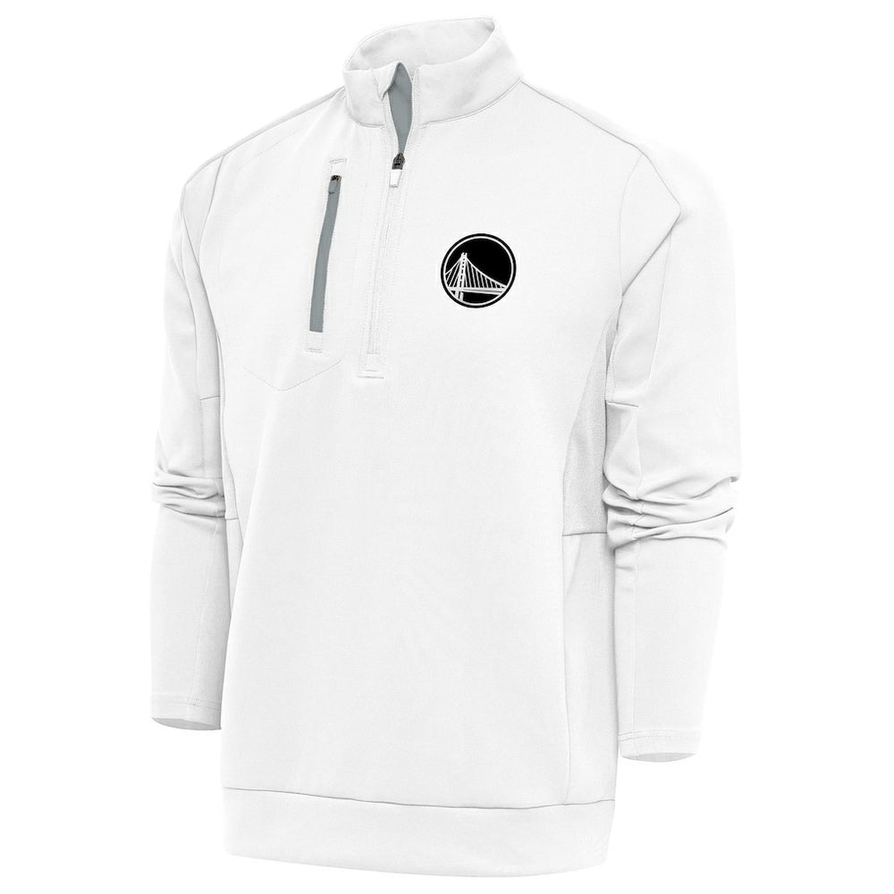 Golden State Warriors Antigua Metallic Logo Generation Quarter-Zip Top White