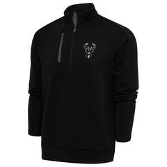 Milwaukee Bucks Antigua Metallic Logo Generation Quarter-Zip Top Black