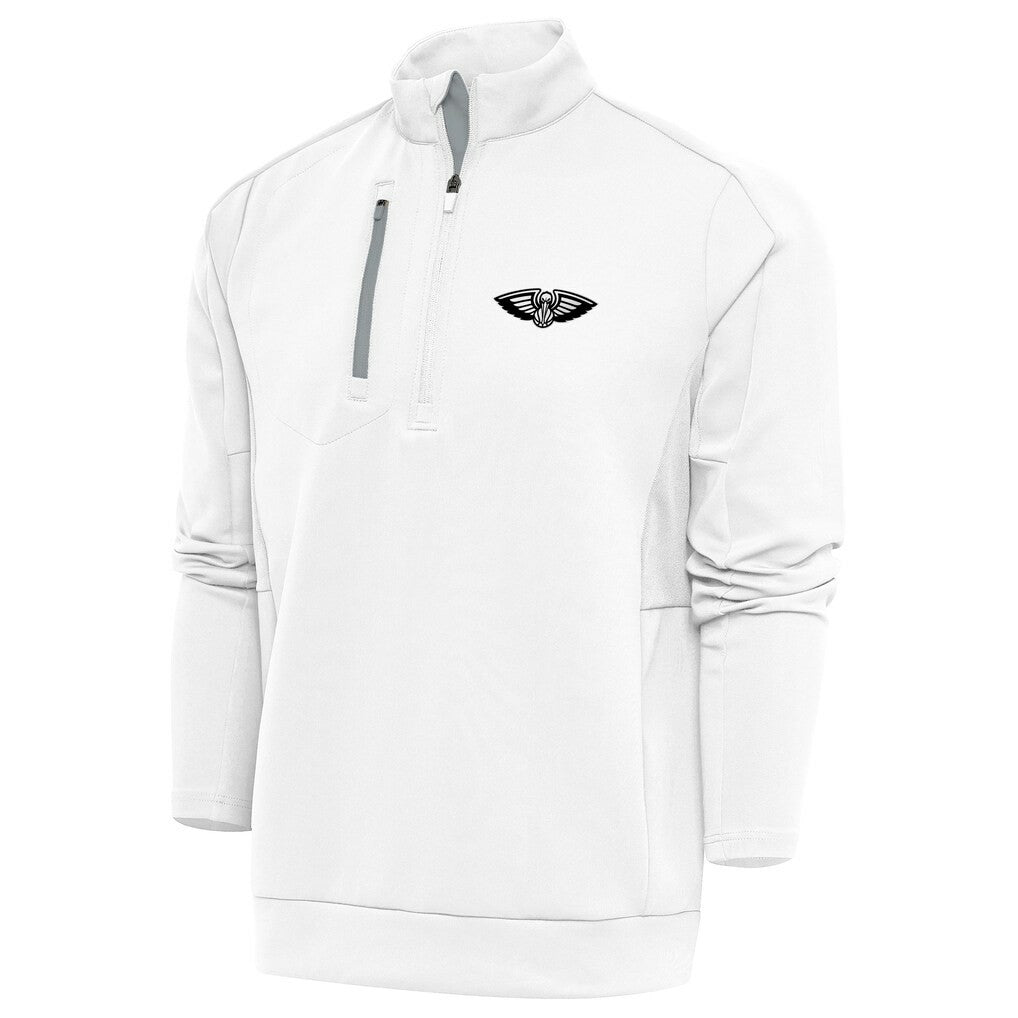 New Era New Orleans Pelicans Antigua Metallic Logo Generation Quarter-Zip Top White