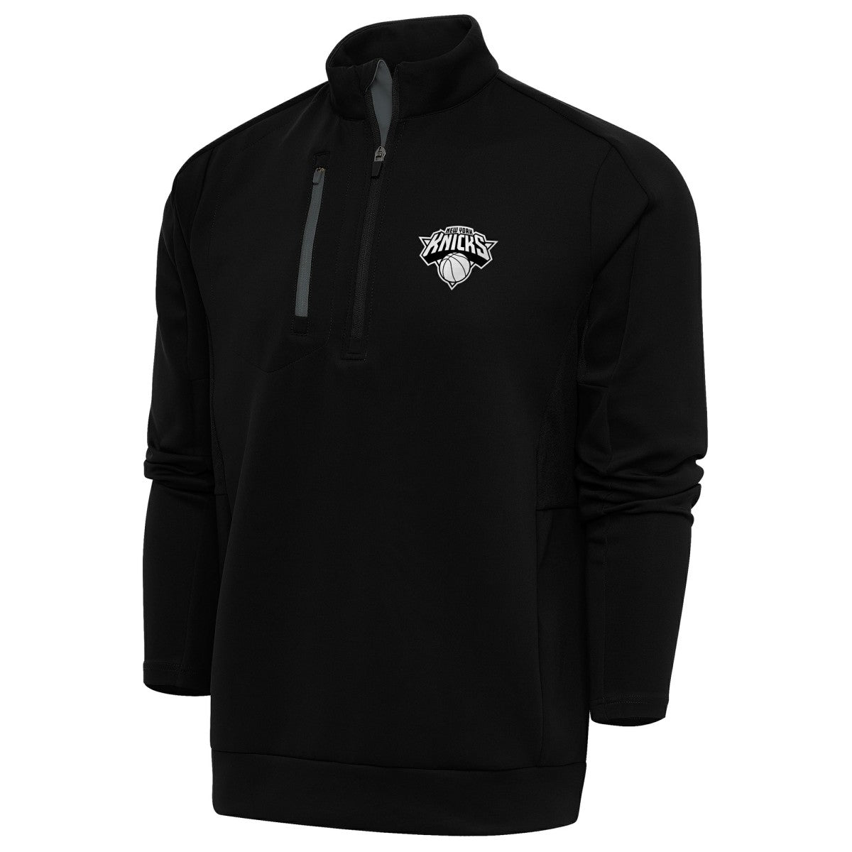 New Era New York Knicks Antigua Metallic Logo Generation Quarter-Zip Top Black