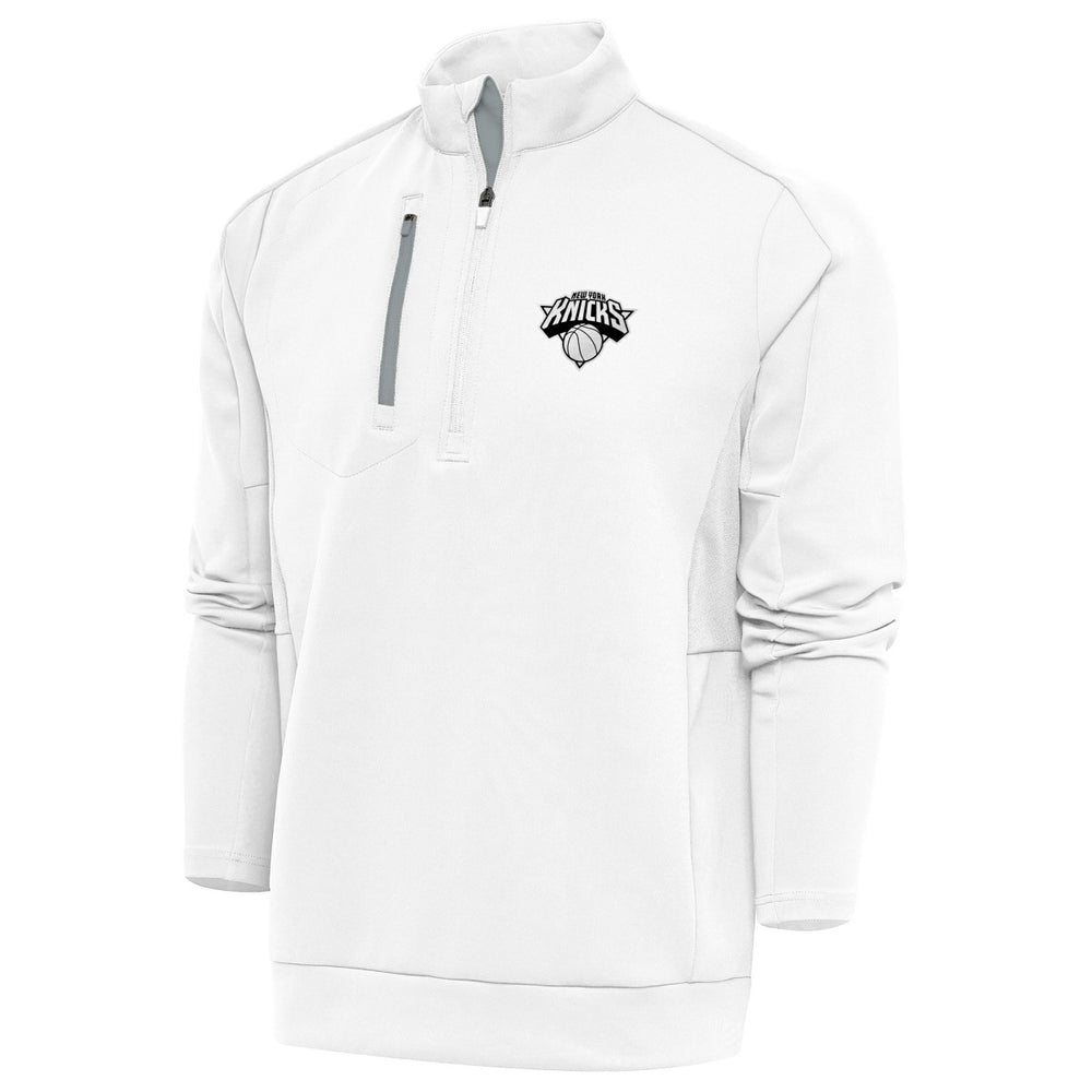 New Era New York Knicks Antigua Metallic Logo Generation Quarter-Zip Top White