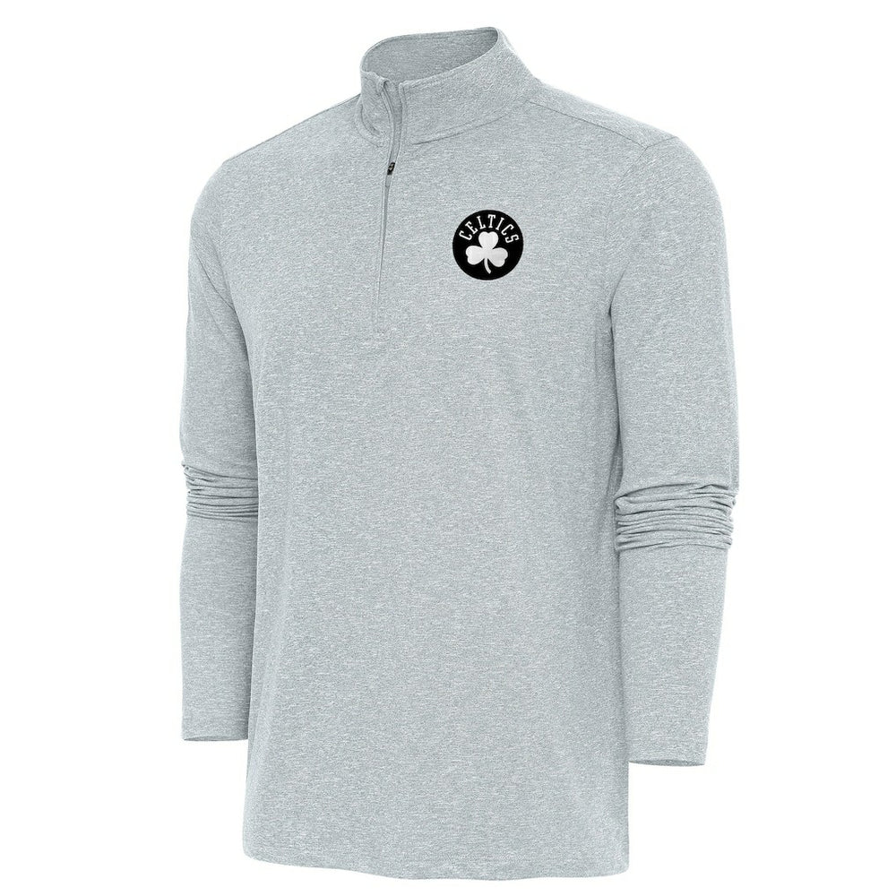 Boston Celtics Antigua Hunk Quarter-Zip Top Heather Gray