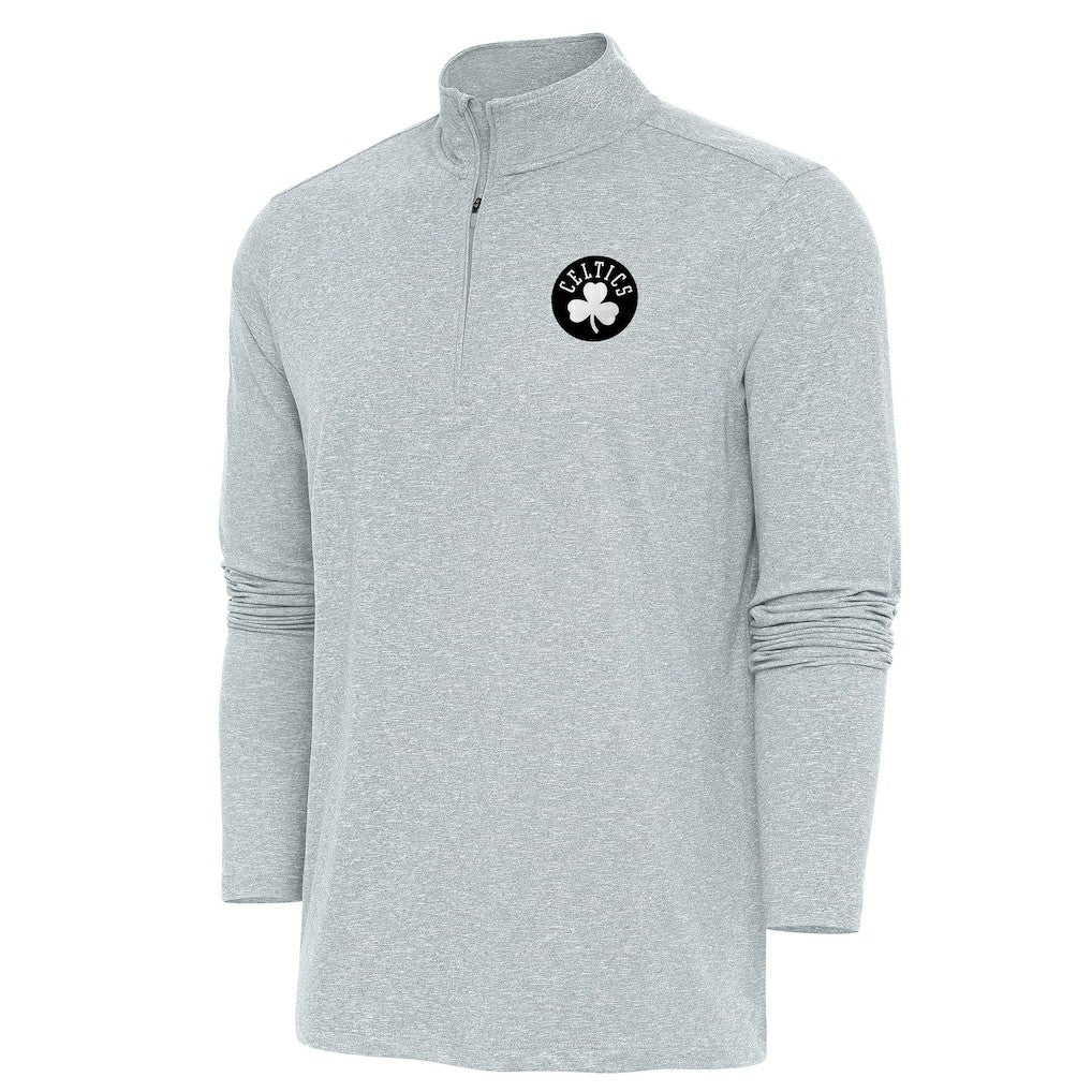 Boston Celtics Antigua Hunk Quarter-Zip Top Heather Gray