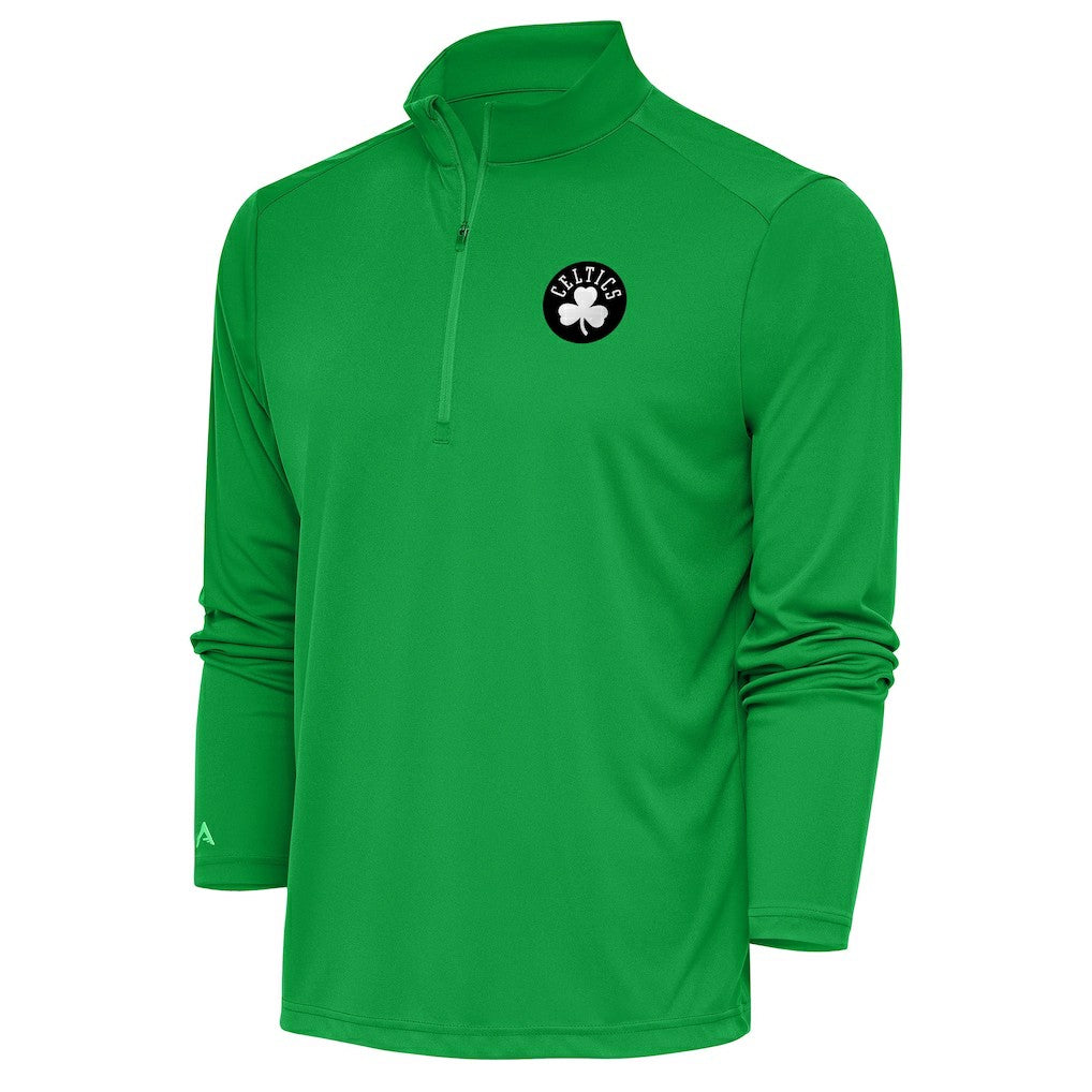 Boston Celtics Antigua Metallic Logo Tribute Quarter-Zip Top Kelly Green