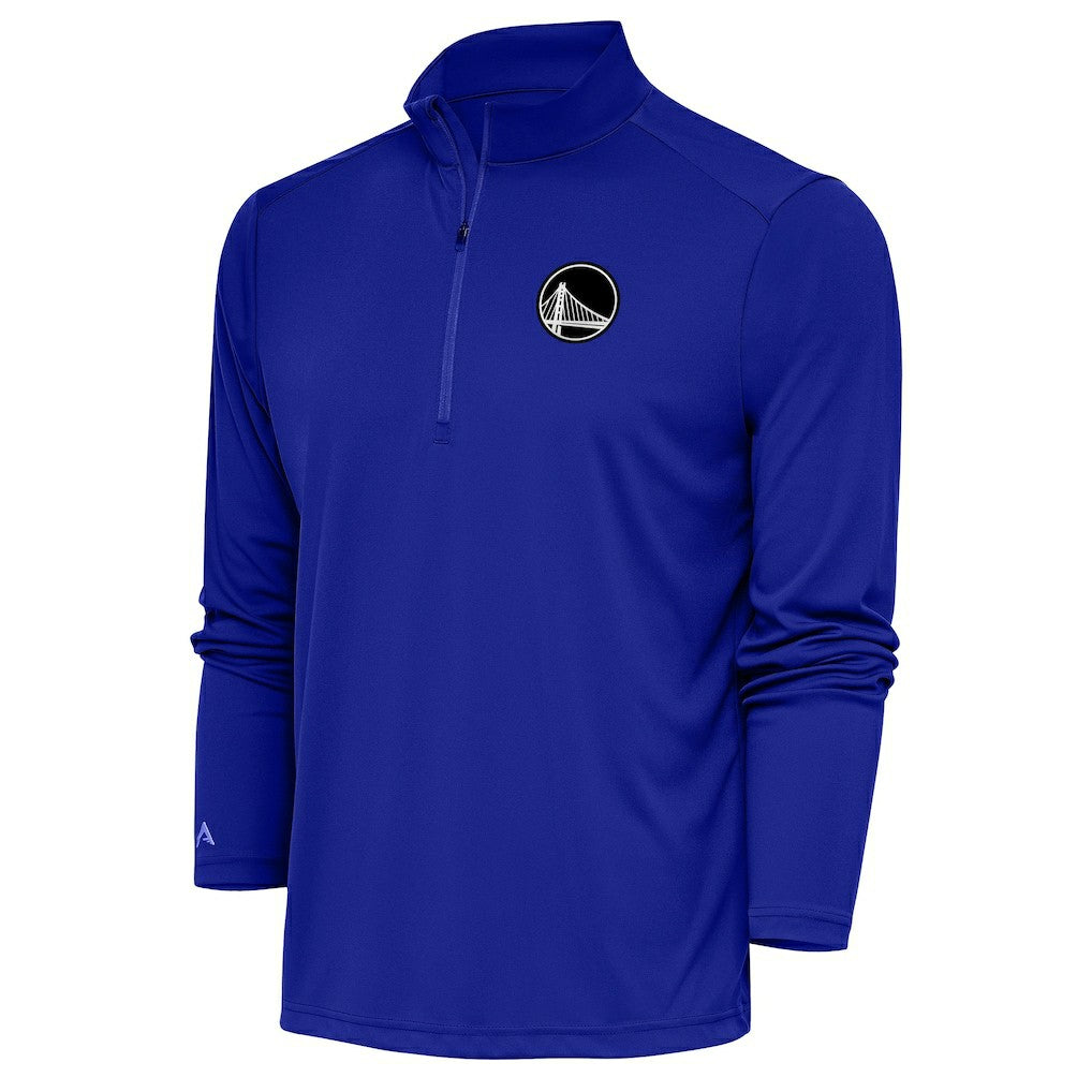 Golden State Warriors Antigua Metallic Logo Tribute Quarter-Zip Top Royal