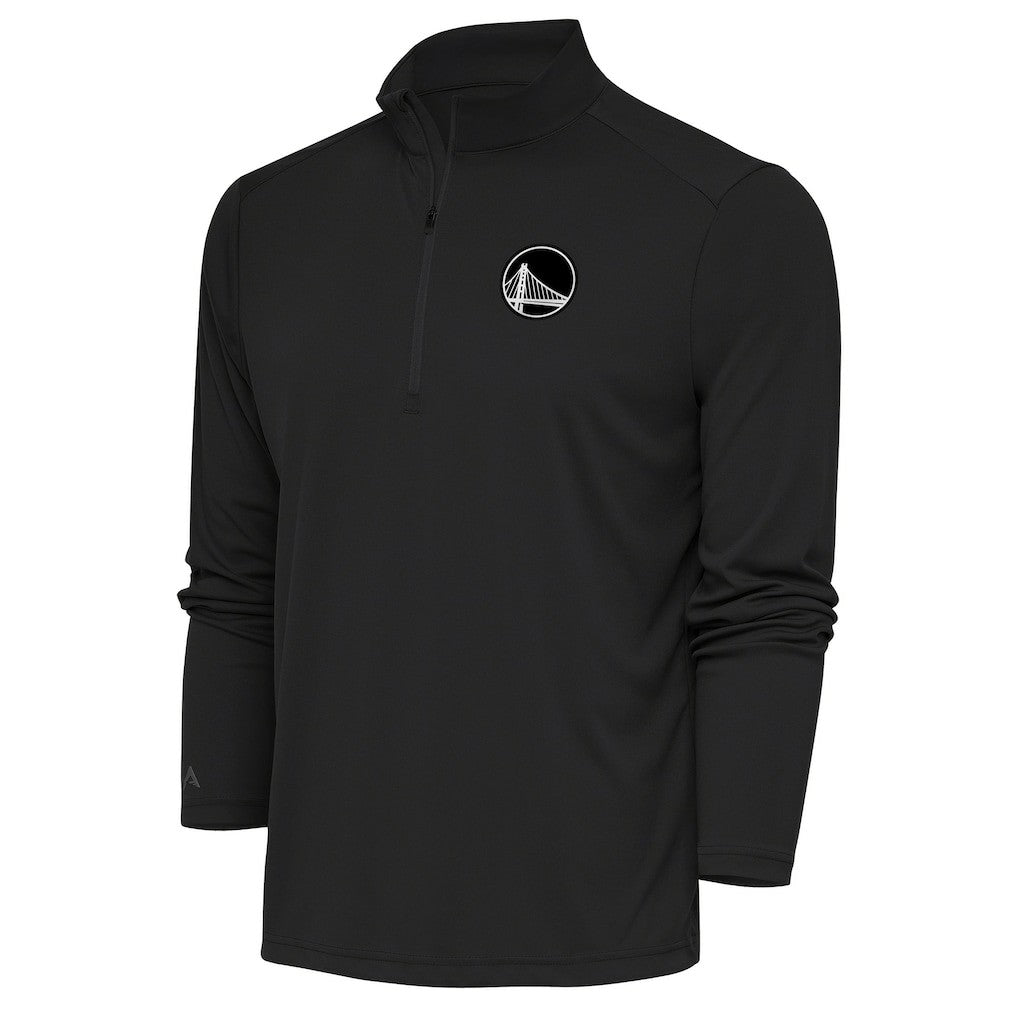 Golden State Warriors Antigua Metallic Logo Tribute Quarter-Zip Top Charcoal