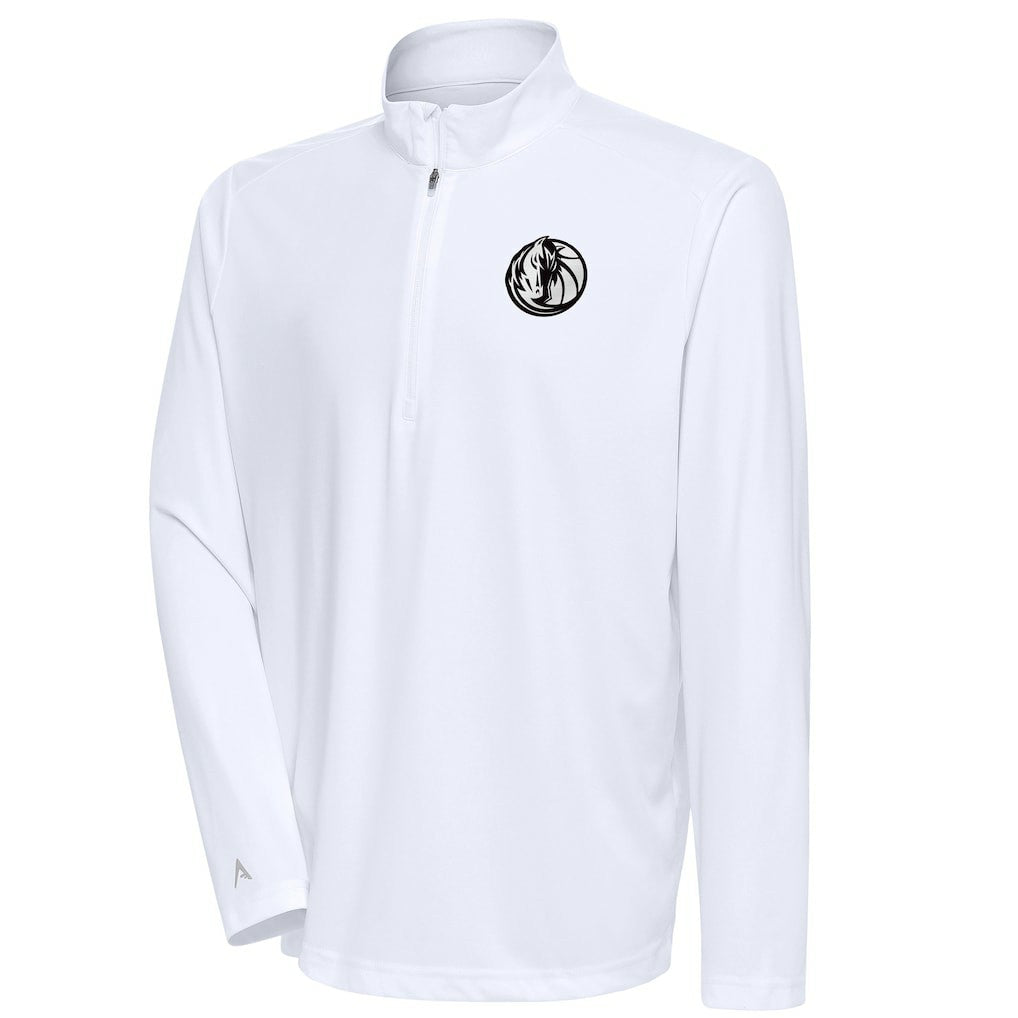 Dallas Mavericks Antigua Metallic Logo Tribute Quarter-Zip Top White