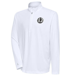 Dallas Mavericks Antigua Metallic Logo Tribute Quarter-Zip Top White