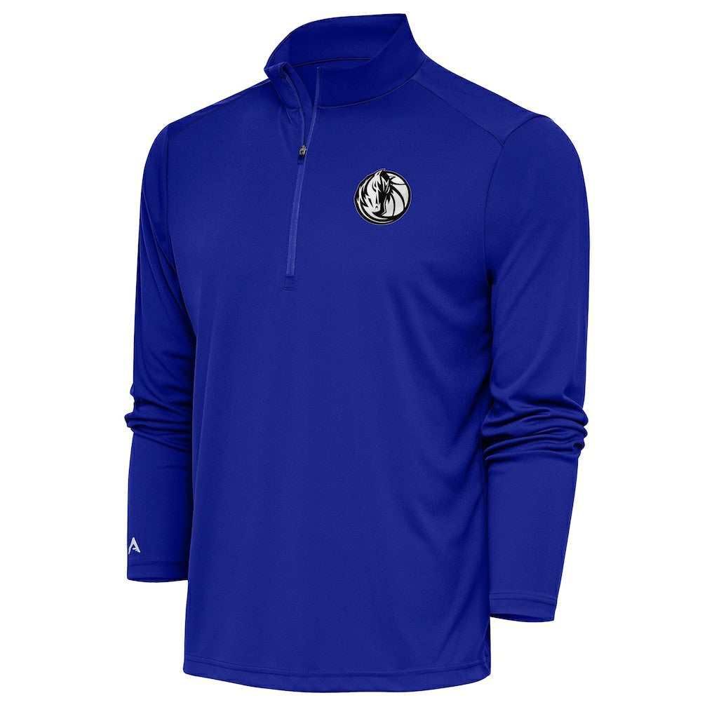 Dallas Mavericks Antigua Metallic Logo Tribute Quarter-Zip Top Blue