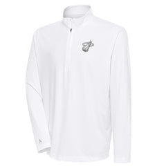 Miami Heat Antigua Metallic Logo Tribute Quarter-Zip Top White