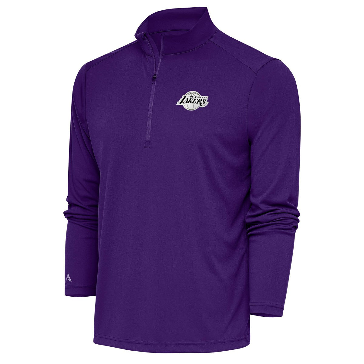 Los Angeles Lakers Antigua Metallic Logo Tribute Quarter-Zip Top Purple