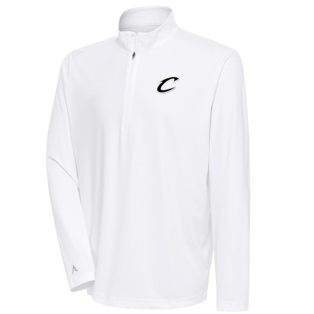 Cleveland Cavaliers Antigua Metallic Logo Tribute Quarter-Zip Top White