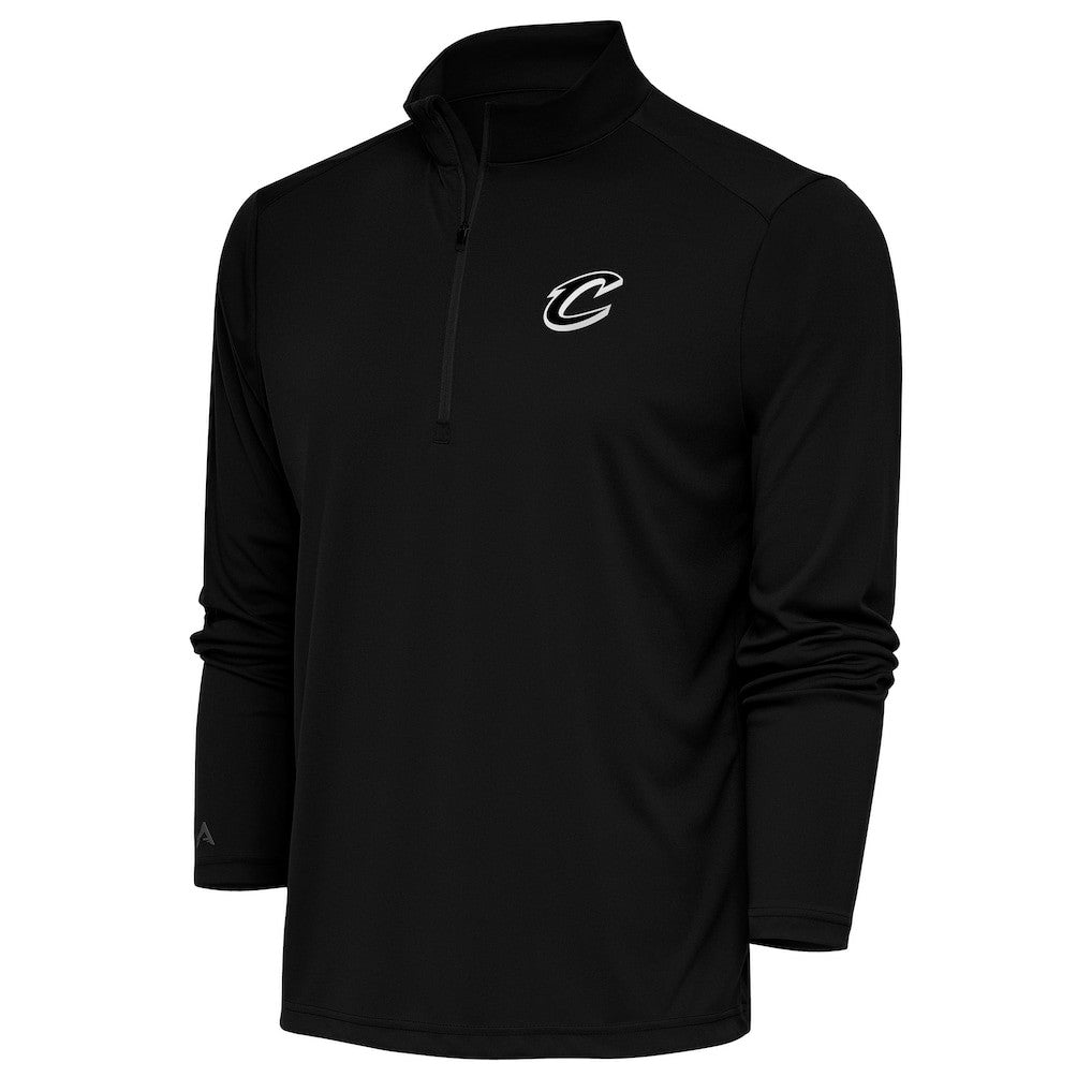 Cleveland Cavaliers Antigua Metallic Logo Tribute Quarter-Zip Top Black