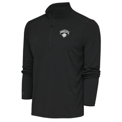New York Knicks Antigua Metallic Logo Tribute Quarter-Zip Top Charcoal