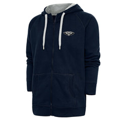 New Orleans Pelicans Antigua Metallic Logo Victory Raglan Full-Zip Hoodie Navy
