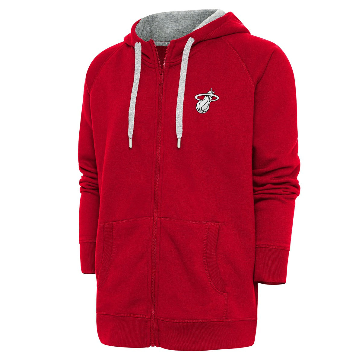 Miami Heat Antigua Metallic Logo Victory Raglan Full-Zip Hoodie Red