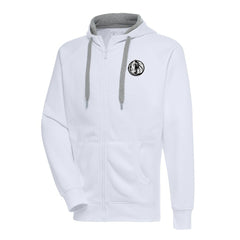 Dallas Mavericks Antigua Metallic Logo Victory Raglan Full-Zip Hoodie White