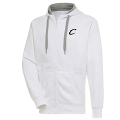 Cleveland Cavaliers Antigua Metallic Logo Victory Raglan Full-Zip Hoodie White