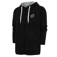 Cleveland Cavaliers Antigua Metallic Logo Victory Raglan Full-Zip Hoodie Black
