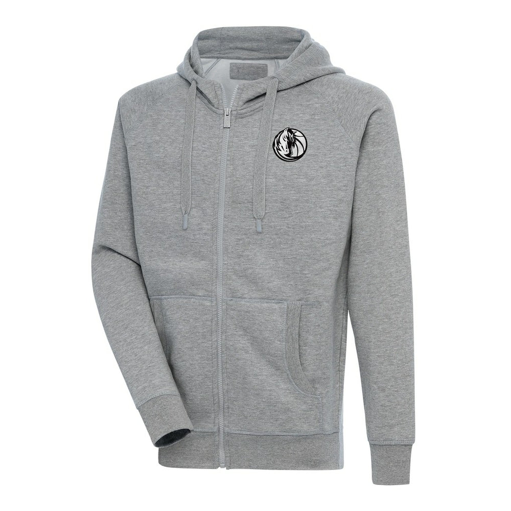 Dallas Mavericks Antigua Metallic Logo Victory Raglan Full-Zip Hoodie Heather Gray