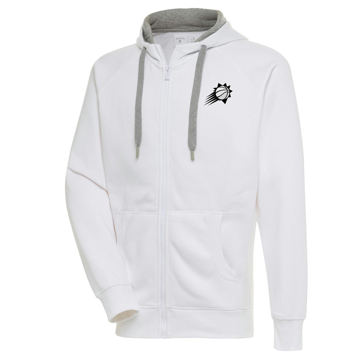 Phoenix Suns Antigua Metallic Logo Victory Raglan Full-Zip Hoodie White