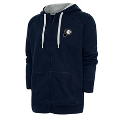 Indiana Pacers Antigua Metallic Logo Victory Raglan Full-Zip Hoodie Navy
