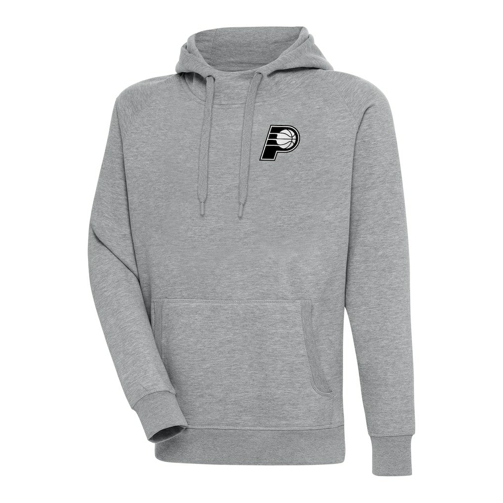 Indiana Pacers Antigua Metallic Logo Victory Raglan Pullover Hoodie Heather Gray