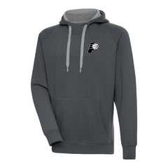 Indiana Pacers Antigua Metallic Logo Victory Raglan Pullover Hoodie Charcoal