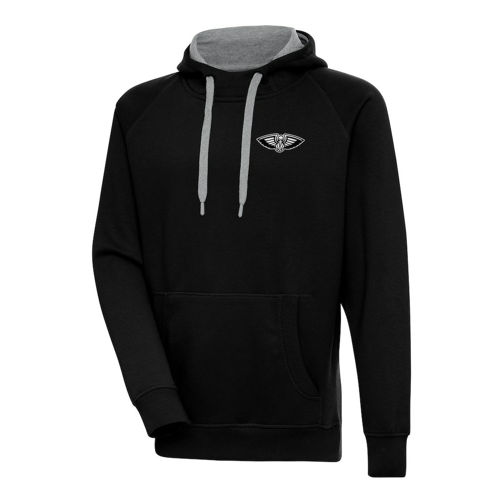 New Orleans Pelicans Antigua Metallic Logo Victory Raglan Pullover Hoodie Black