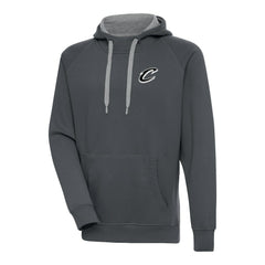 Cleveland Cavaliers Antigua Metallic Logo Victory Raglan Pullover Hoodie Charcoal