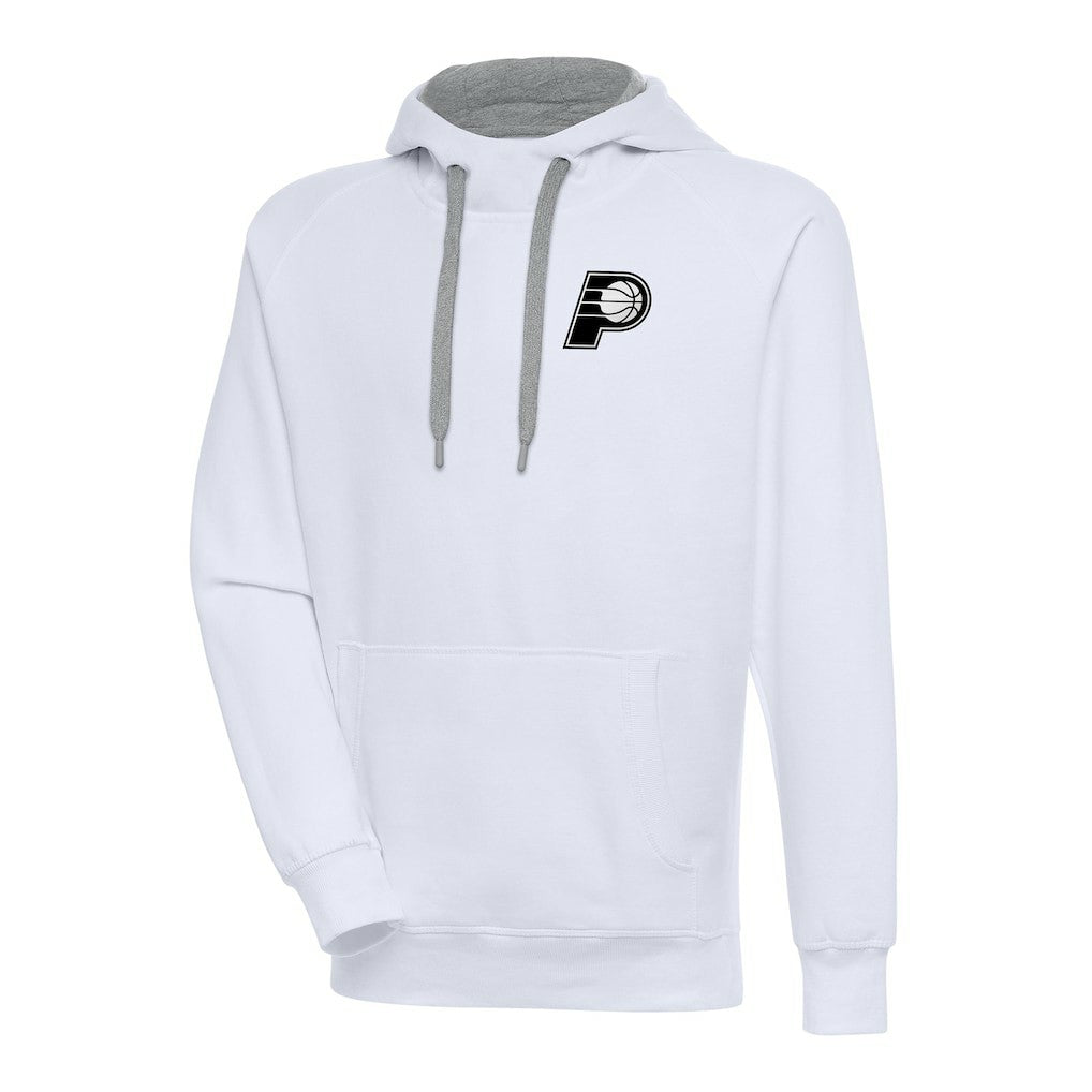 Indiana Pacers Antigua Metallic Logo Victory Raglan Pullover Hoodie White