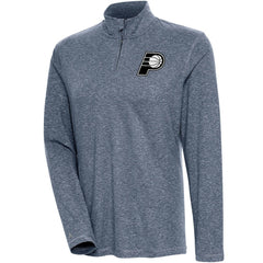 Indiana Pacers Antigua Women's Brushed Metallic Comfort Quarter-Zip Pullover Top - Heather Navy