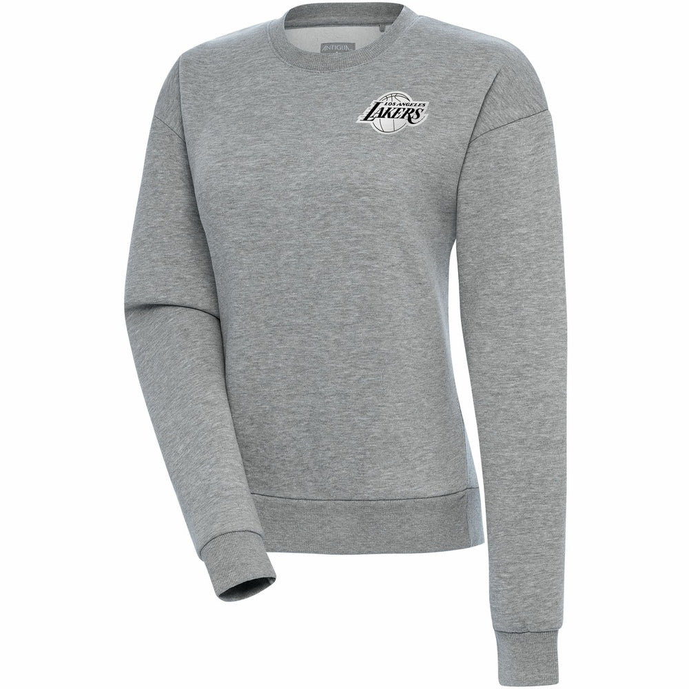 Los Angeles Lakers Antigua Women's Brushed Metallic Victory Pullover Sweatshirt - Heather Gray