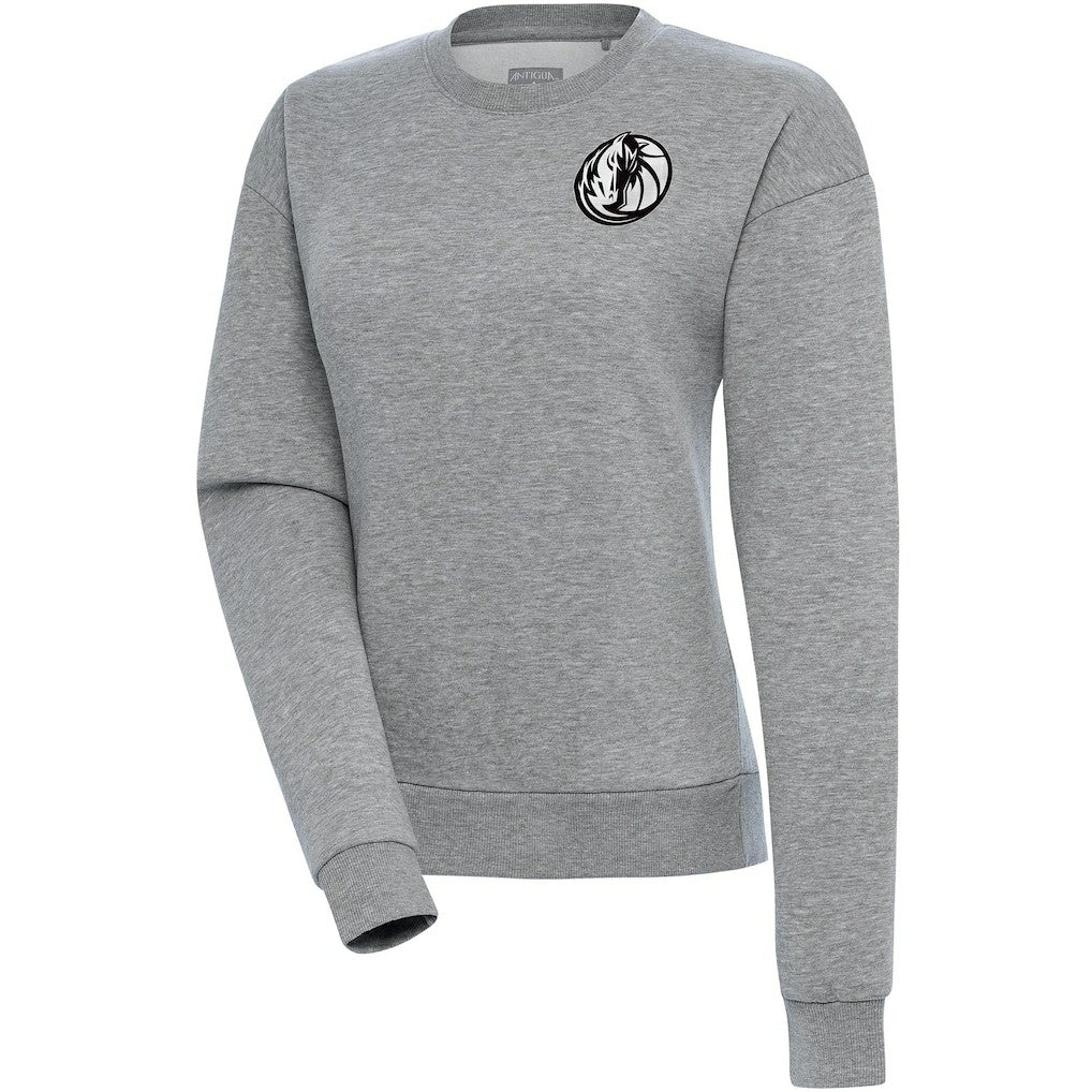 Dallas Mavericks Antigua Women's Brushed Metallic Victory Pullover Sweatshirt - Heather Gray