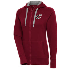 Cleveland Cavaliers Antigua Women's Brushed Metallic Victory Full-Zip Hoodie - Wine