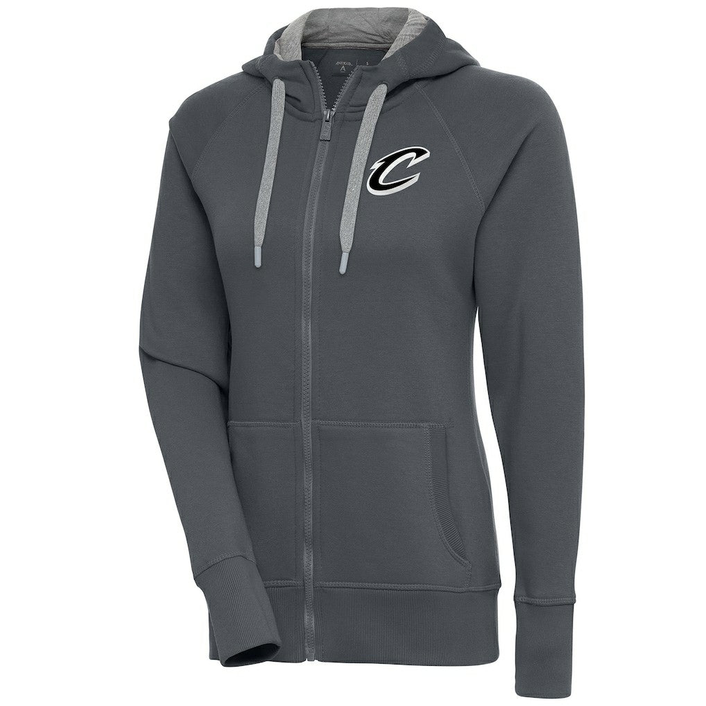 Cleveland Cavaliers Antigua Women's Brushed Metallic Victory Full-Zip Hoodie - Charcoal